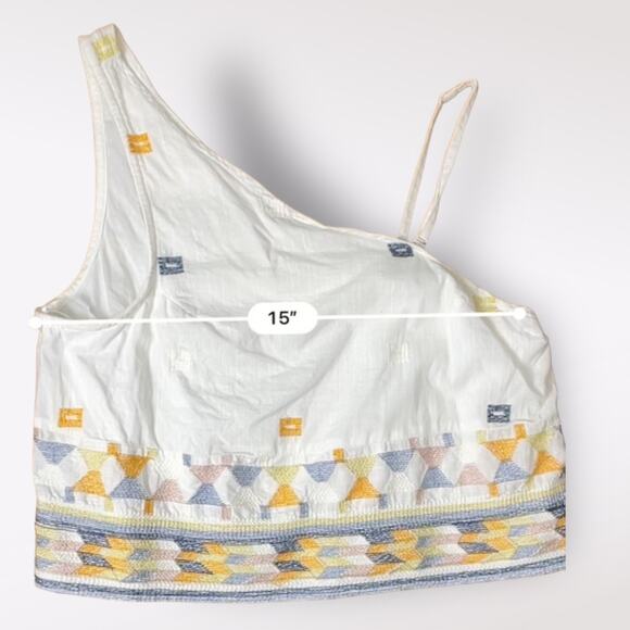 Free People Bali Baby Ivory One Shoulder Embroidered Top Size XS - Picture 4 of 7